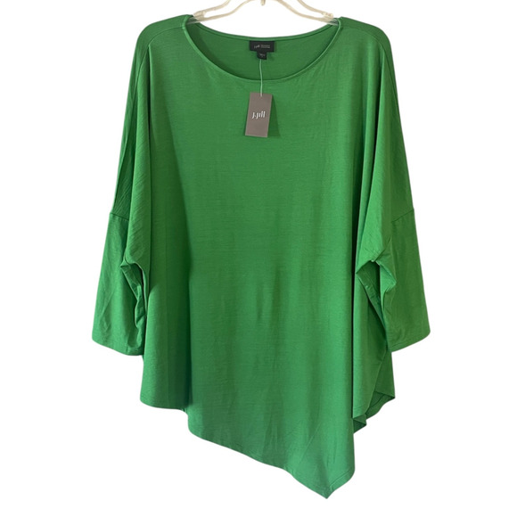J.JILL Wearever Collection Size Large Green Pullover Asymmetrical Hem Tunic NWT - Picture 1 of 9